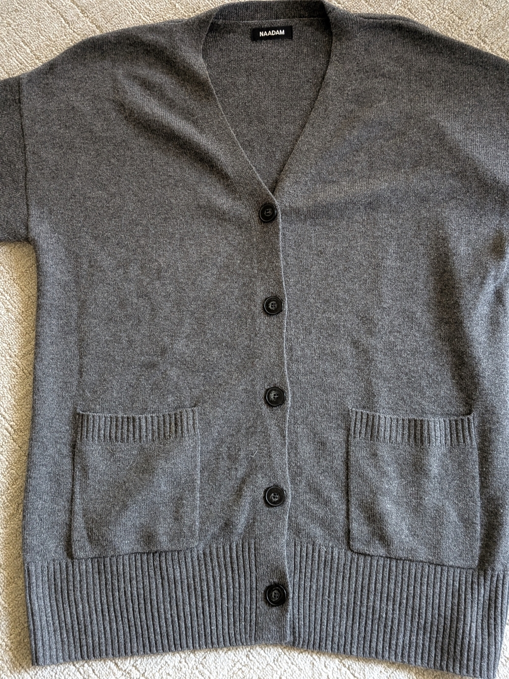Naadam Charcoal Gray Button-Up Cashmere Cardigan
